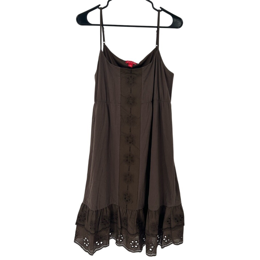 Elle‎ Chocolate Brown Dress with Embroidery